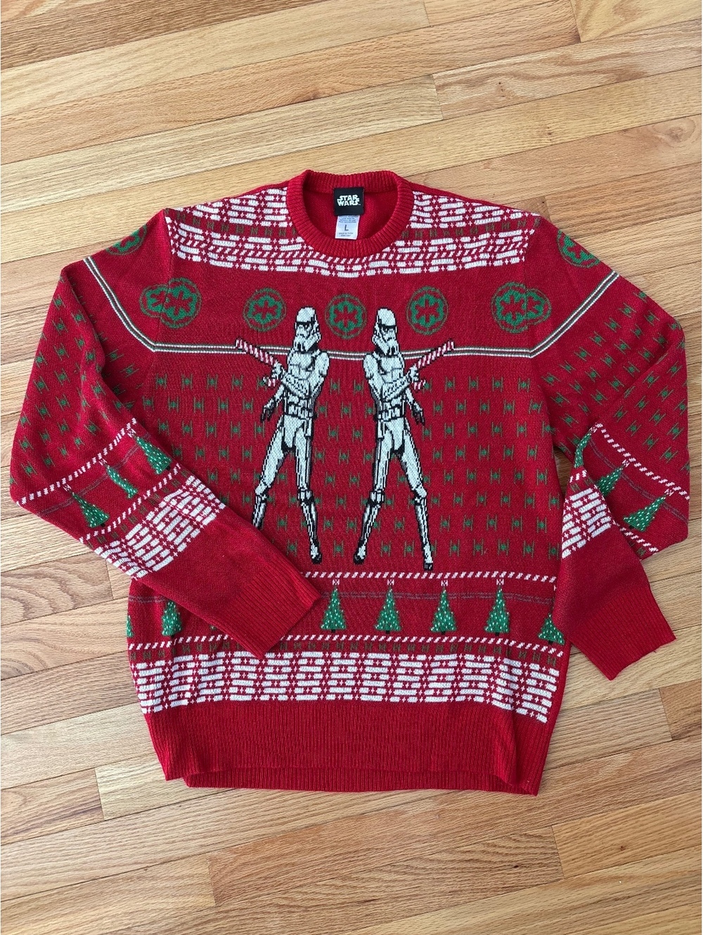 Star Wars Stormtroopers Red Holiday Ugly Sweater Large